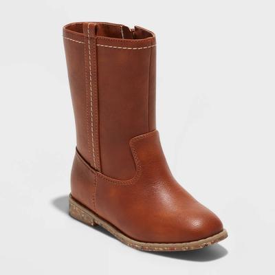 Toddler Girls' Aubriella Zipper Riding Boots - Cat & Jack Cognac 5