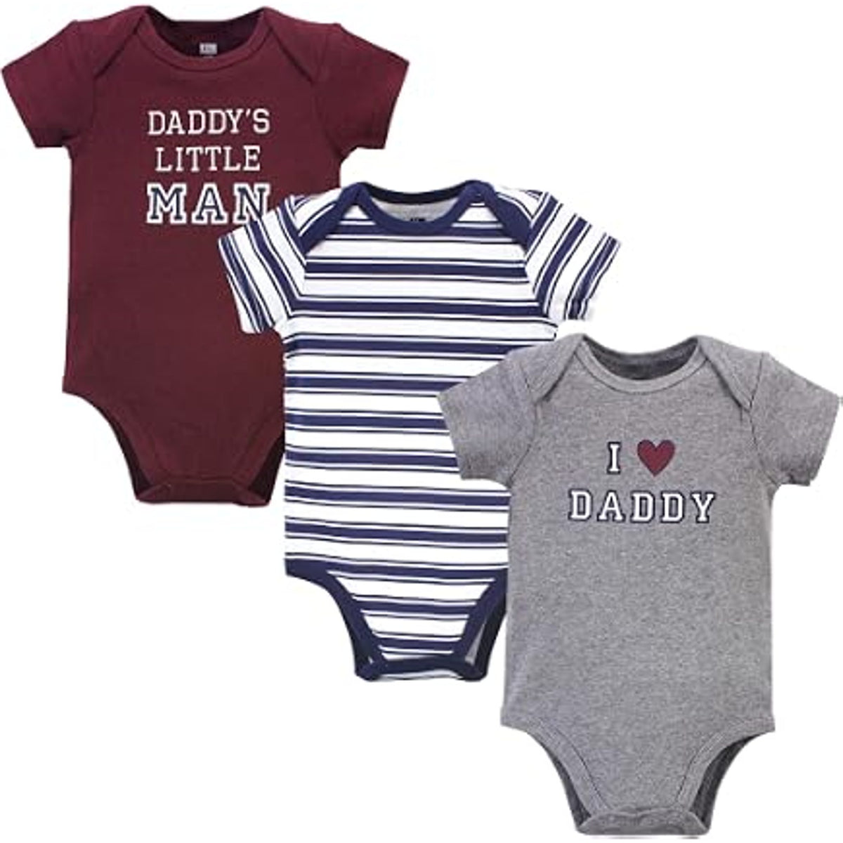 Hudson Baby Cotton Bodysuits 3pk, 0-3 Months Boy Daddy