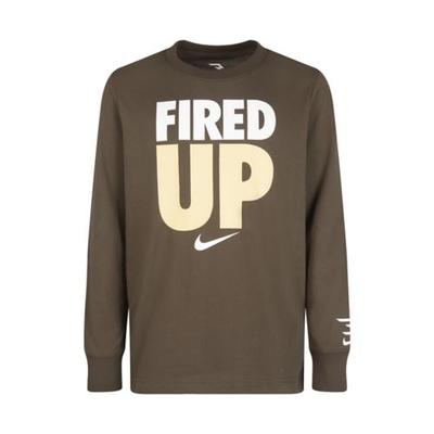 Nike 3BRAND by Russell Wilson Big Boys Crew Neck Long Sleeve Graphic T-Shirt, Large, Brown