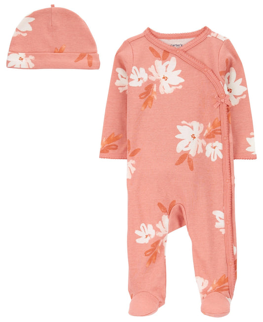 Baby Girl Carter's Floral Sleep & Play and Cap Set, Infant Girl's, Size: 6 Months, Pink