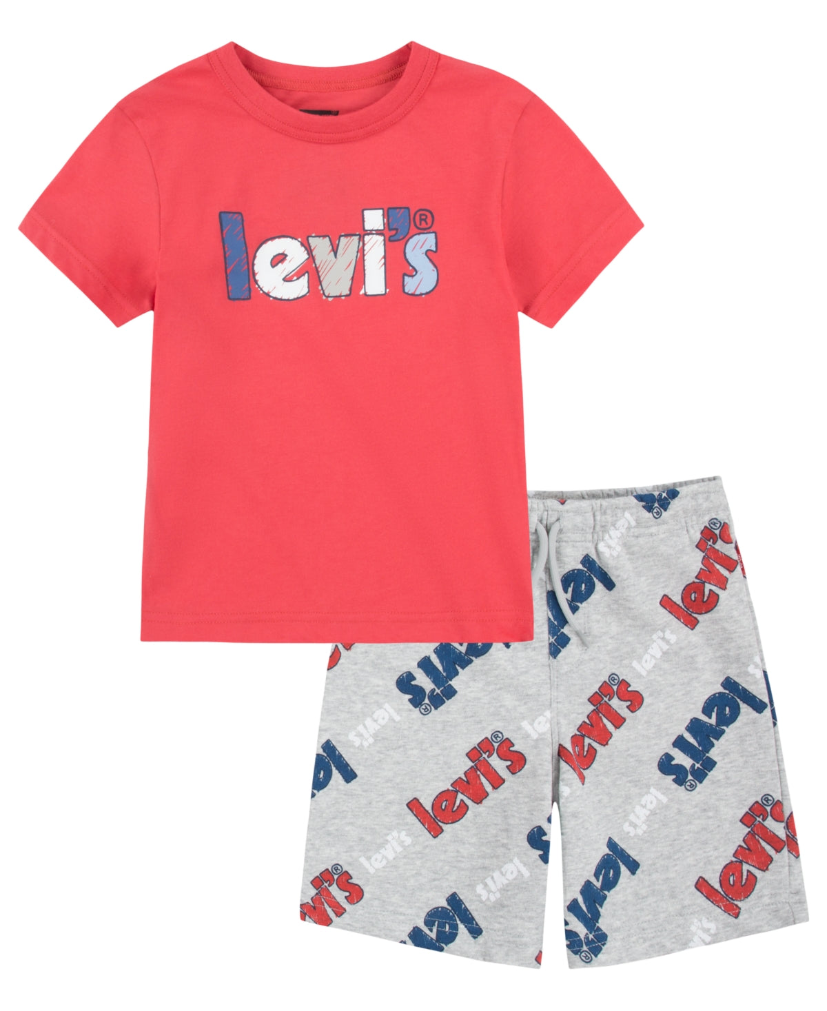 Levi's Boys' Casual Shorts Chrysanthemum - Chrysanthemum 'Levi's' Tee & Gray Drawstring Shorts - Toddler & Boys