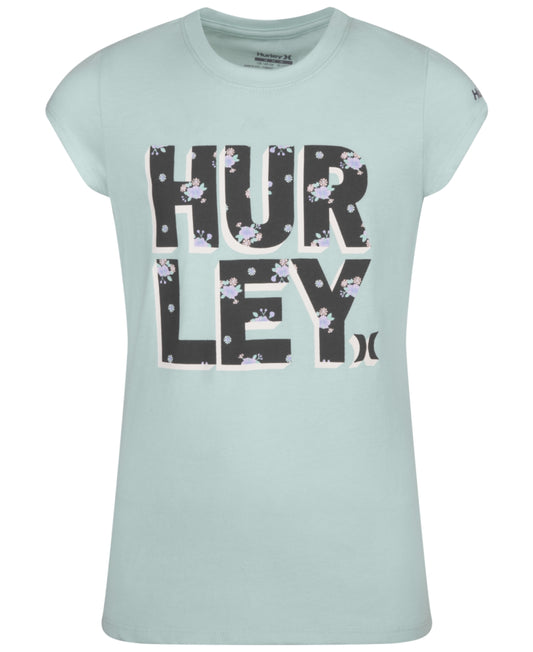 Hurley Big Girls Stack-a-Rific Short Sleeves T-shirt - Blue Mist