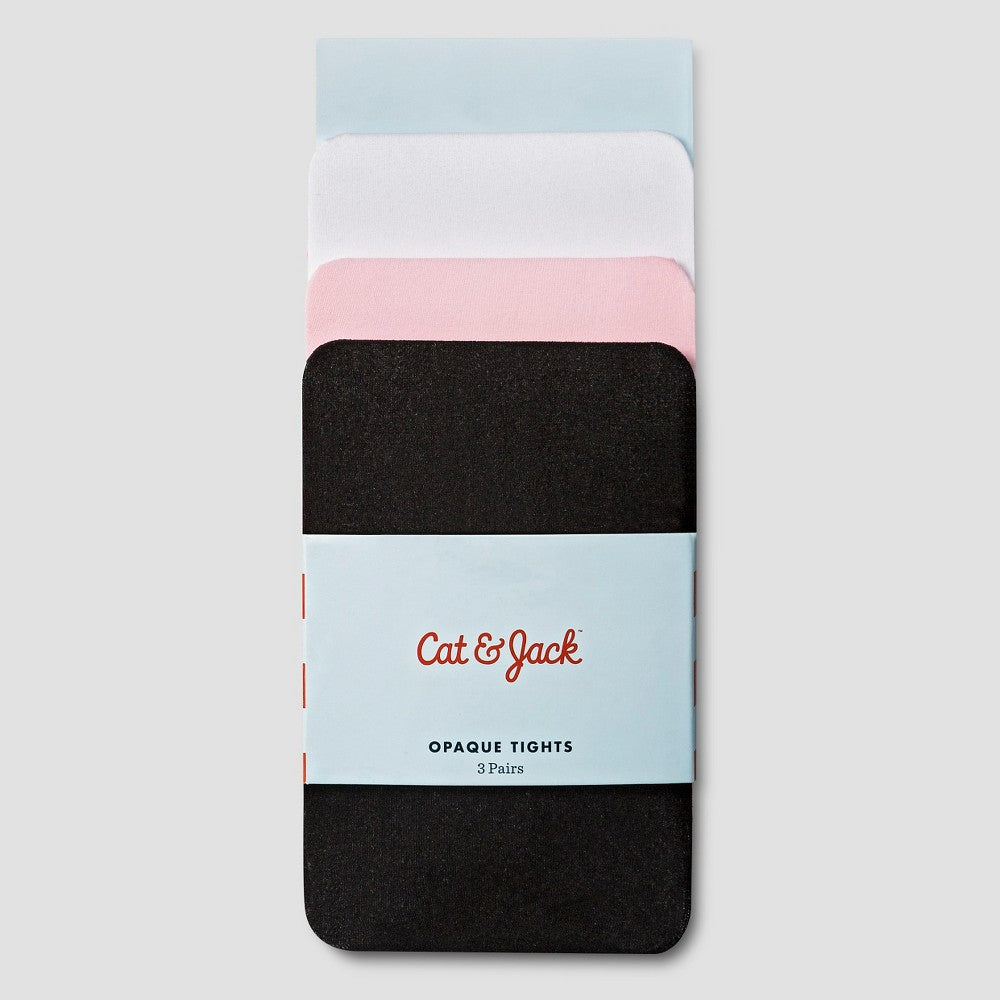Cat & Jack Baby Girls' Opaque Tights 3-Pack Size 6-12M ColorsBlack/White/Pink