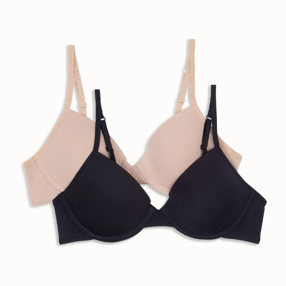 Hanes Girls' Underwire Bra 34A - Pack of 2, Beige/Black