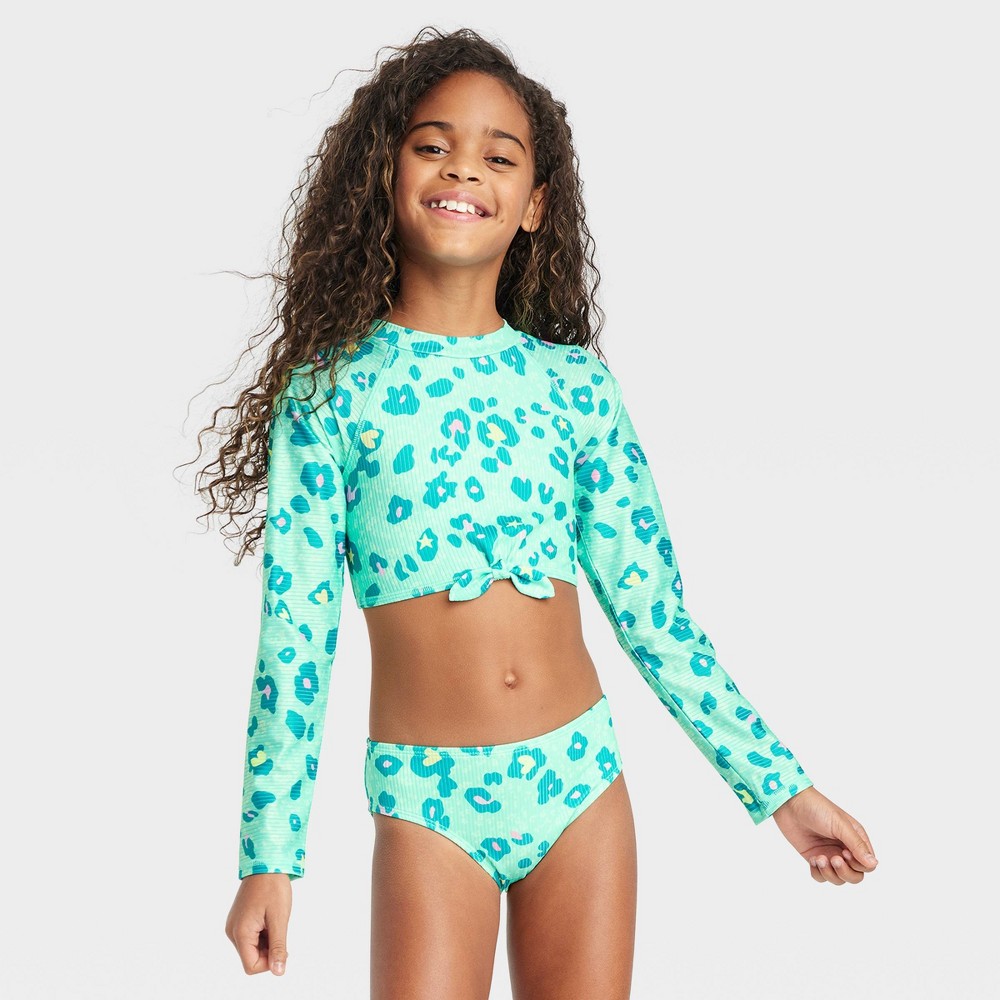 Cat & Jack Girls' Wild Star Long Sleeve Bikini Set M