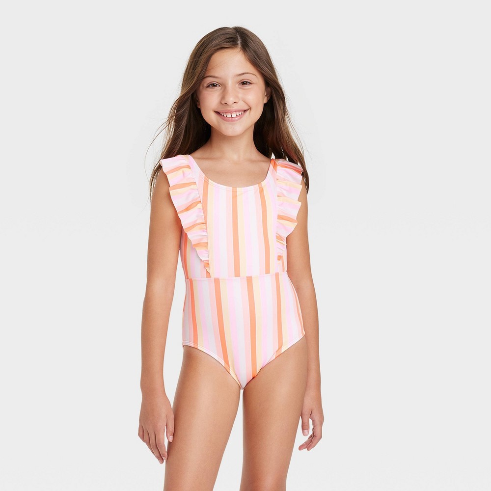 Cat & Jack Girls' Rainbow One Piece Swimsuit Size M