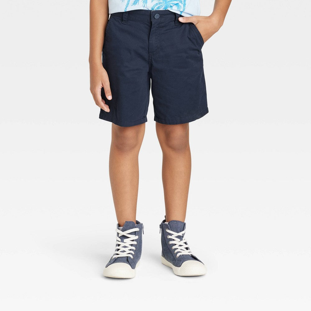 Boys' Flat Front 'at the Knee' Woven Shorts - Cat & Jack™ Navy Blue L