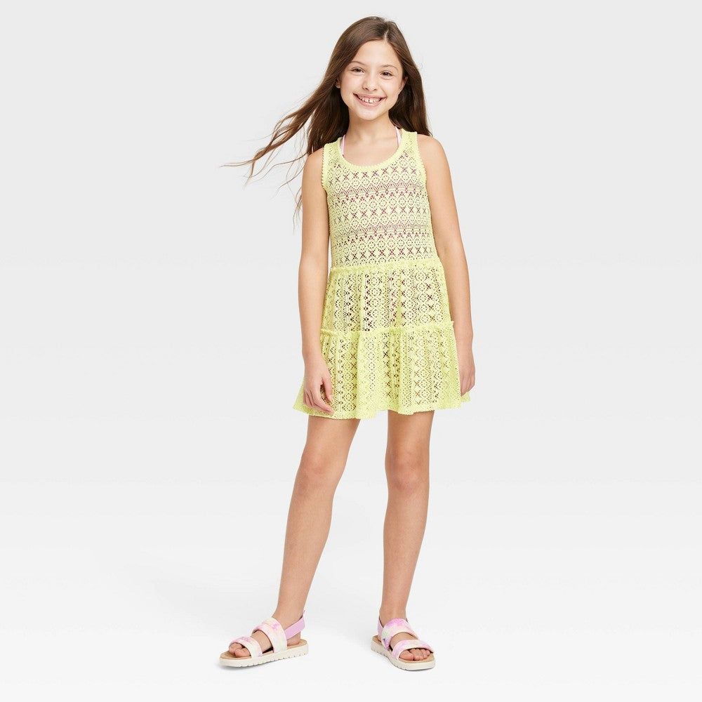 Cat & Jack Girls' Crochet Swimsuit Cover Up Dress. Size L