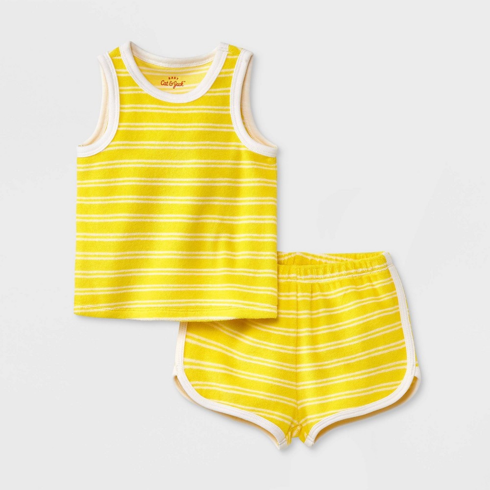 Cat & Jack Baby Terry Tank Top & Bottom Set 3-6M Yellow - Girl