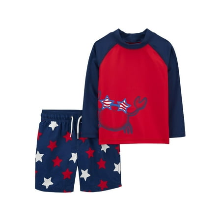Carter's Toddler Boy Patriotic Rashguard Swim Set 2-Piece 3T