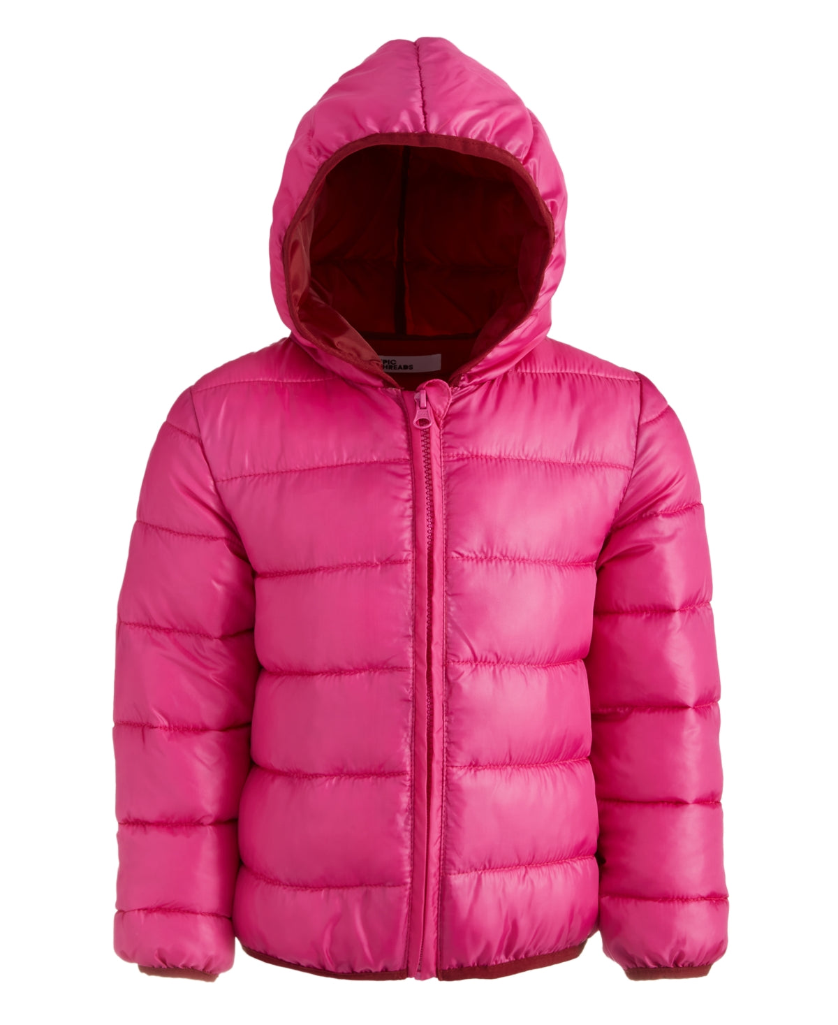 Epic Threads Big Girls Smiley Quilted Solid Packable Hooded Jacket - Chinese Apple