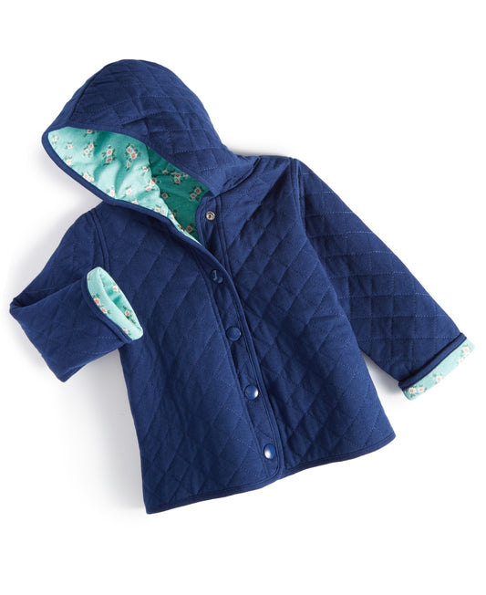 First Impressions Baby Girls Reversible Jacket  Navy Sea