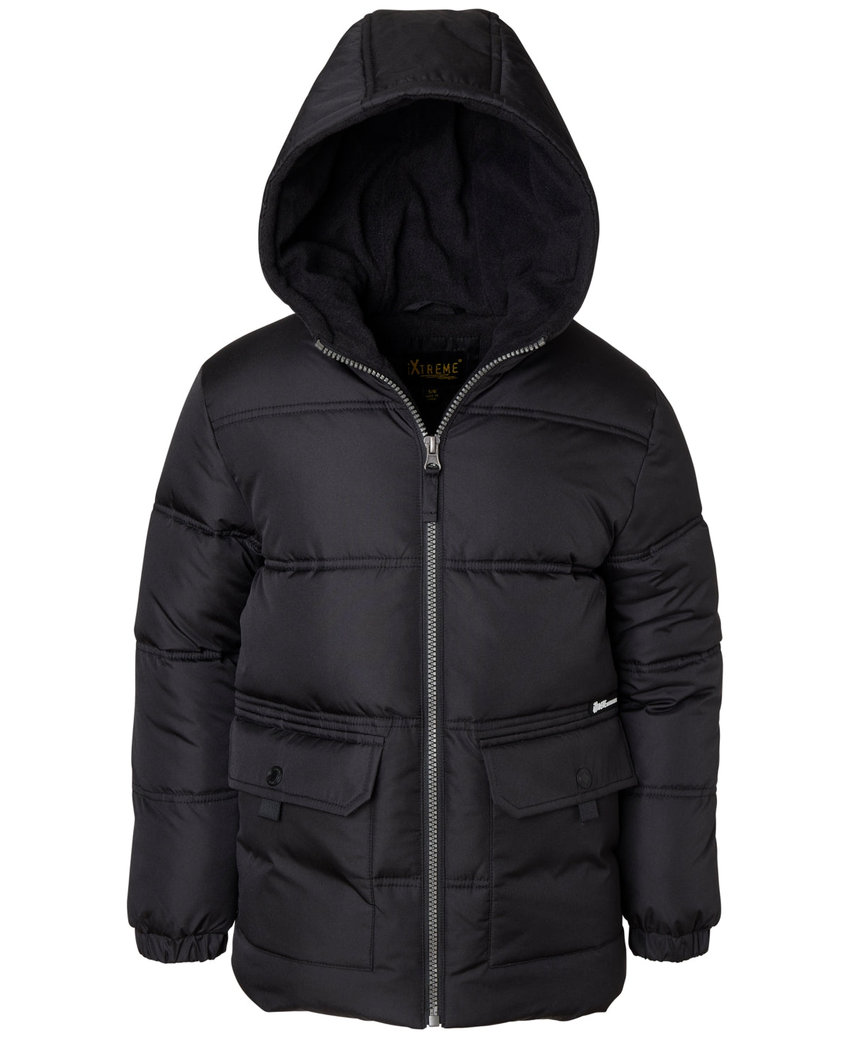 IXtreme Wippette BLACK Big Boys Hooded Pocket Puffer Jacket +Beanie Small