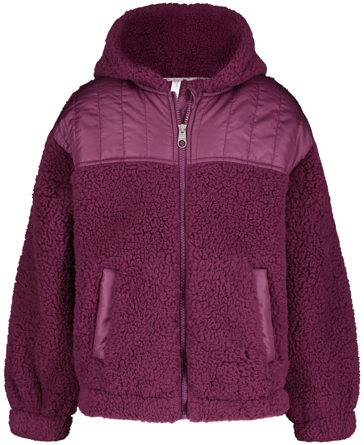Calvin Klein Performance Big Girls Logo Zip Sherpa Hooded Jacket - Dark Purple
