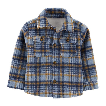 Carter's Toddler Boys Plaid Fleece Lined Shacket - Blue