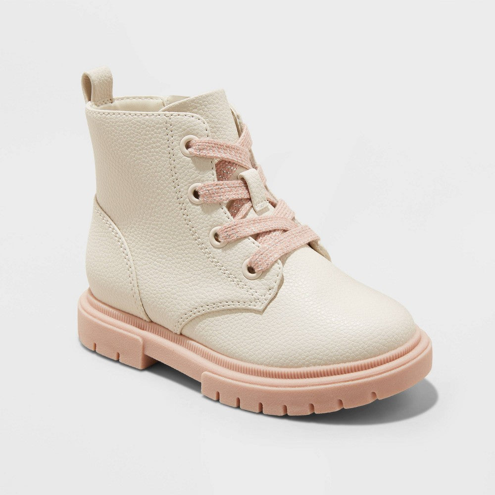Cat & Jack Toddler Girls' Amaya Combat Boots Ivory Size 12