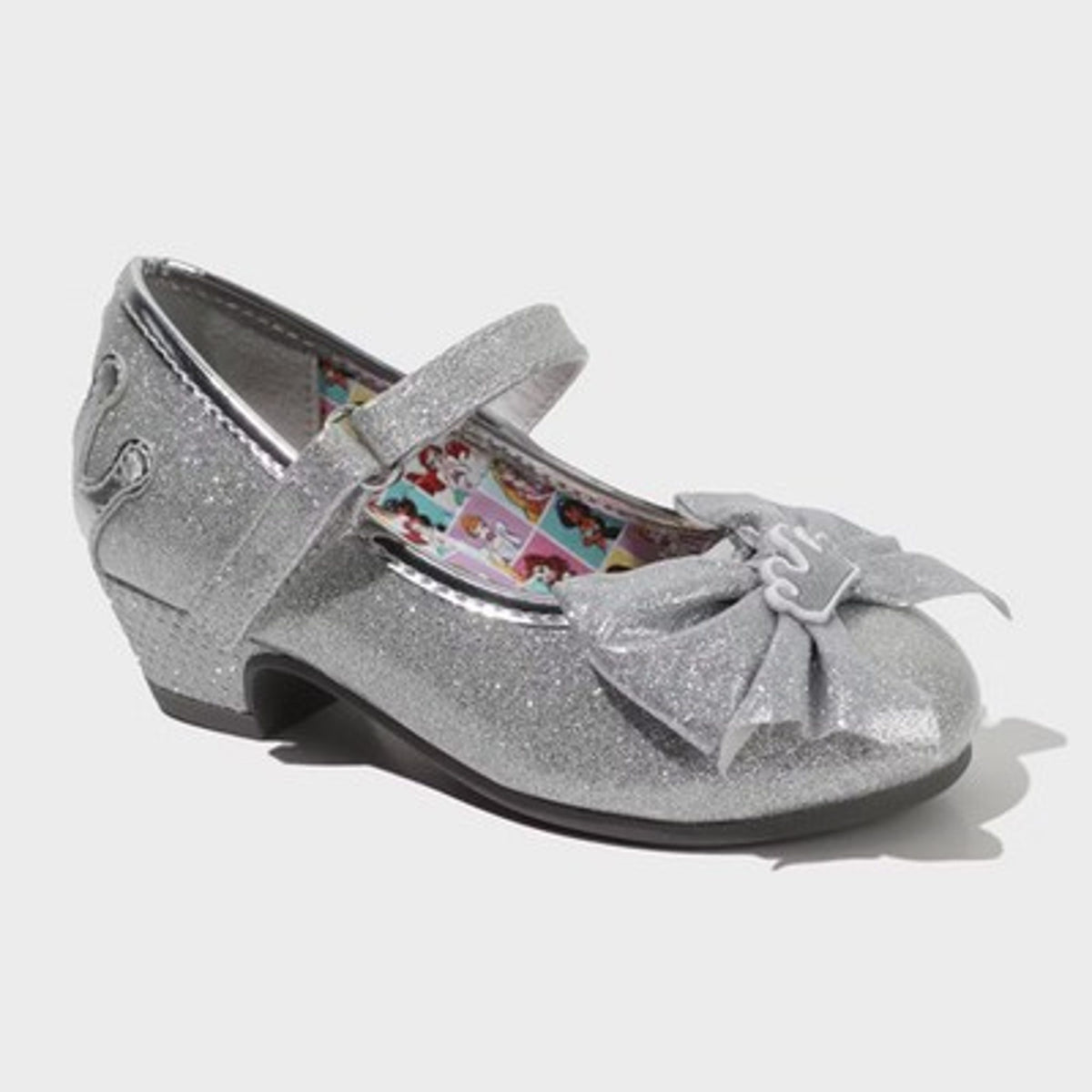Disney Toddler Girls' Mary Jane Heels Silver 7T - Adjustable Strap
