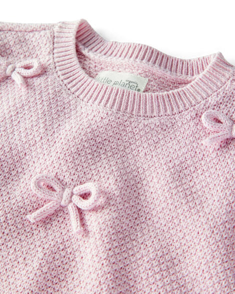 Little Planet By Carter's Organic 2pc Bow Sweater Set 9M Pink