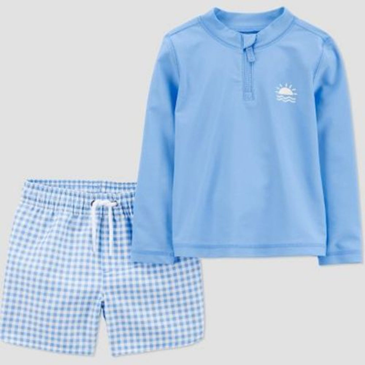 Carter's Toddler Boys' 2PC Blue Gingham Rash Guard Set 18M