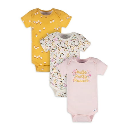 Gerber Baby Girl Bodysuit, Pack of 3,
0-3M