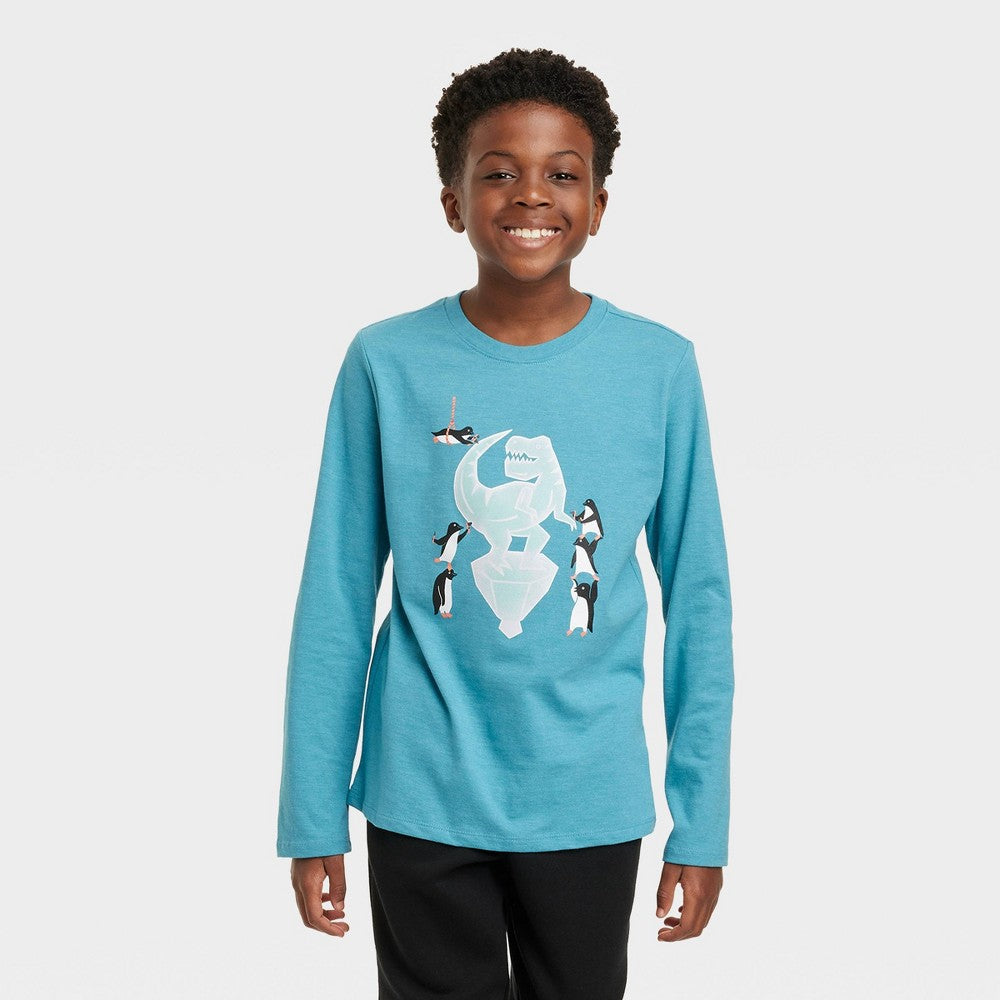 Cat & Jack Boys' Dinosaur Graphic T-Shirt Blue XL