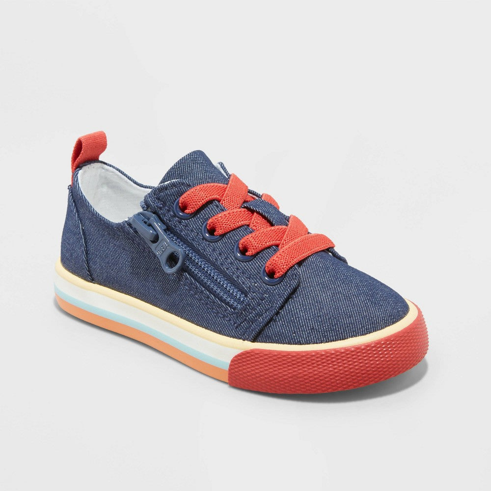 Cat & Jack Sneakers Navy Double Zipper 12T boys
