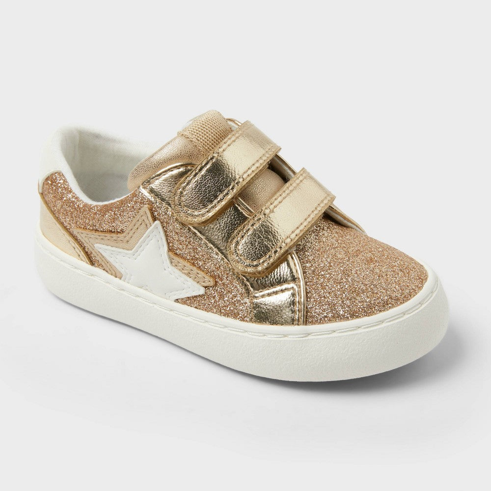 Cat & Jack girl Sora Glitter Sneakers Gold 5T