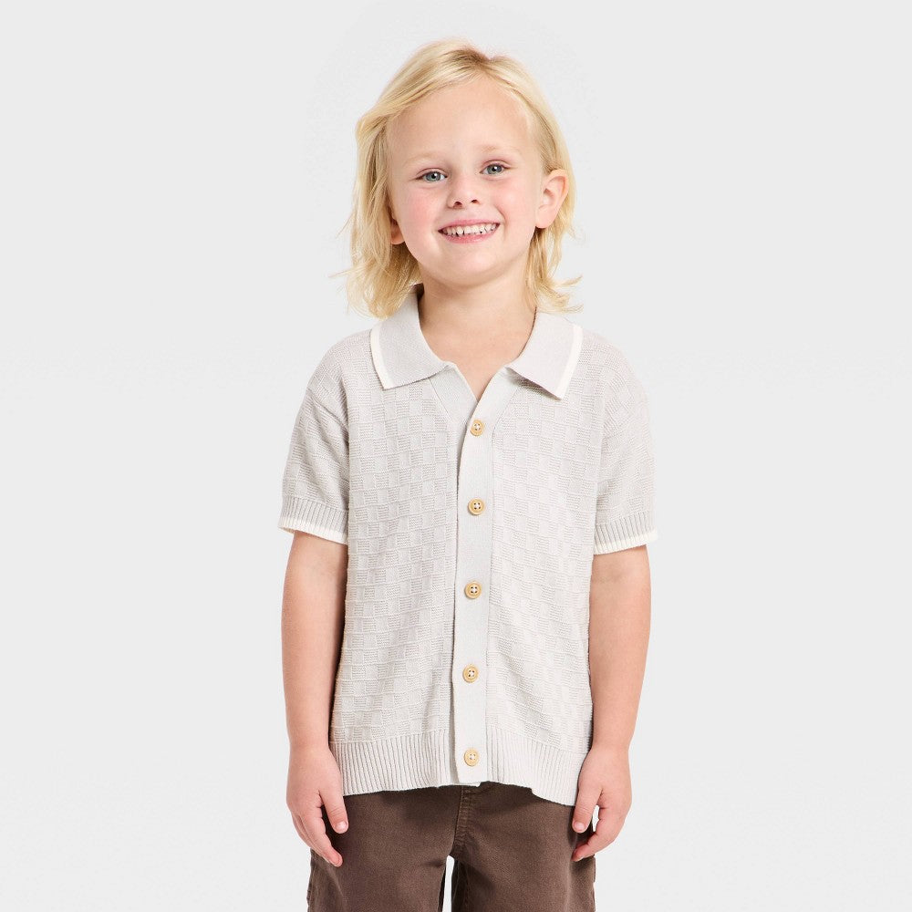 Cat & Jack Toddler Boys' Easter Polo Sweater, Gray 18M