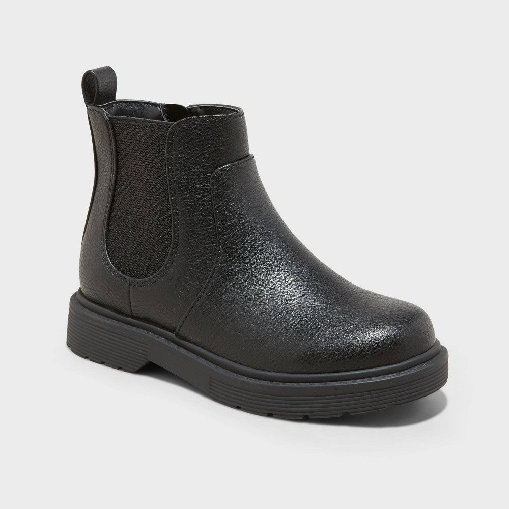 Cat & Jack Girls' Zita Zipper Chelsea Boots Black 2