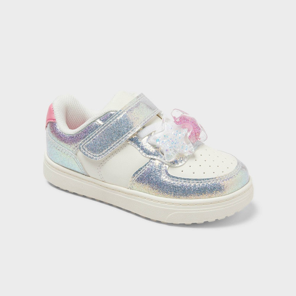 Cat & Jack Toddler Jaid Court Sneakers Silver 6T girl