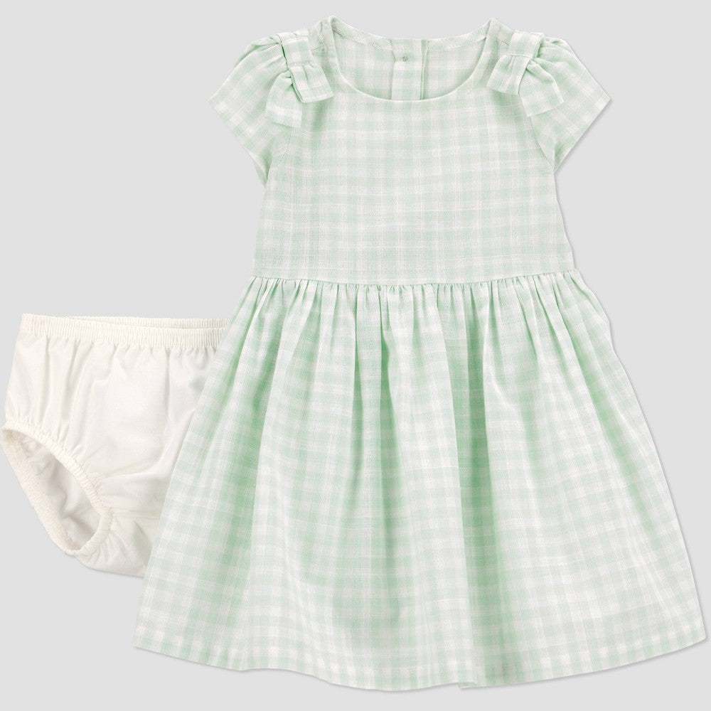 Carter's Baby Girls' Gingham Dress Green 18M