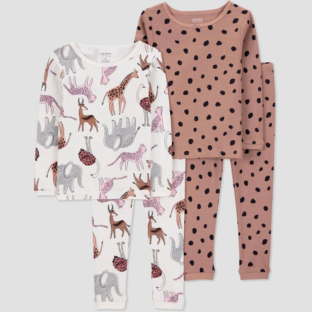 Carter's Toddler Girls' 4pc Safari Pajamas - 5T