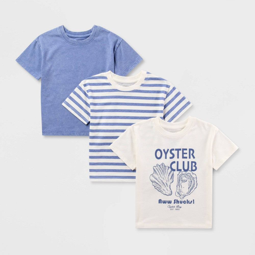 Grayson Mini Toddler Boys' 3pk Short Sleeve T-Shirt - Blue 5T