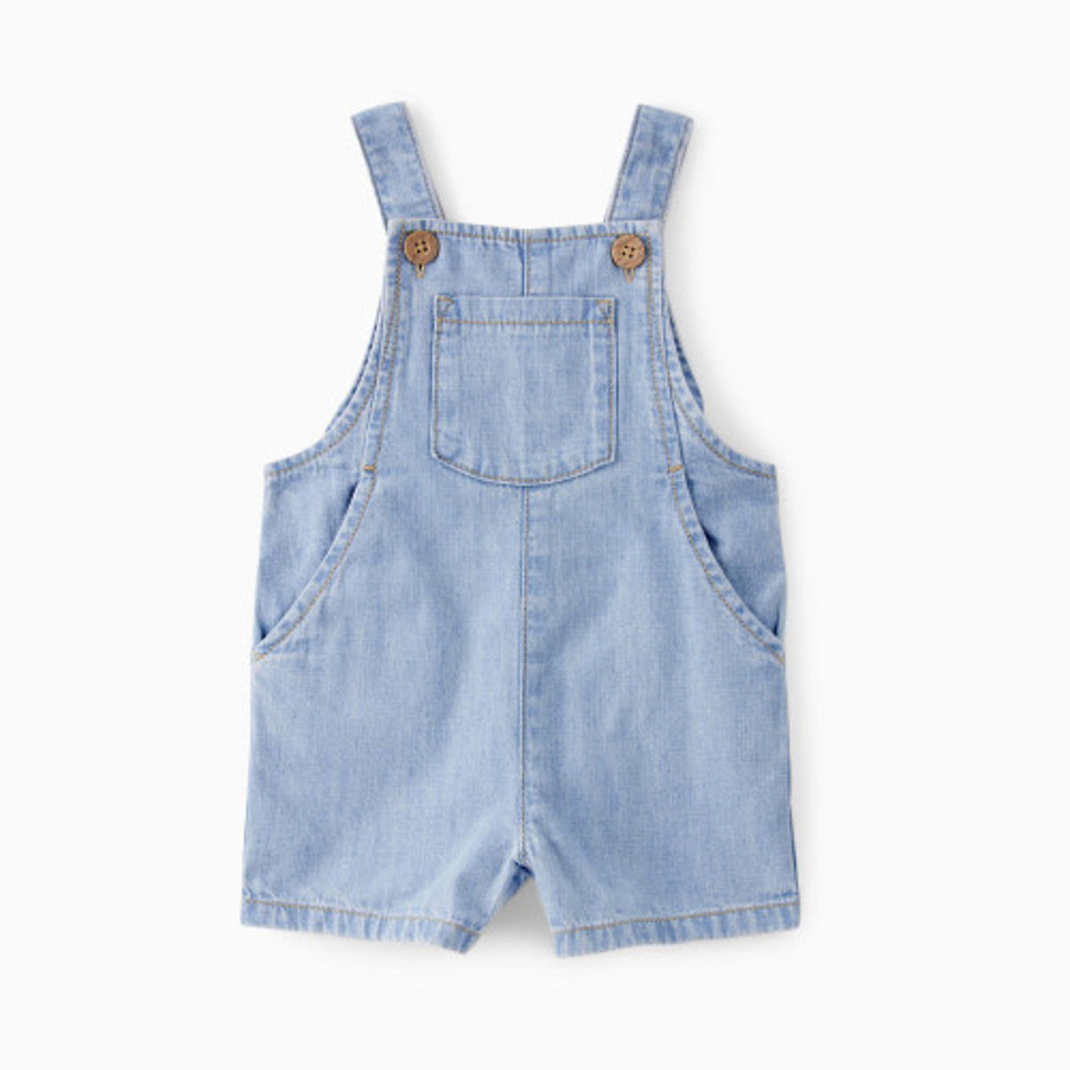 Carter's Organic Cotton Chambray Shortall, Blue, Newborn boys
