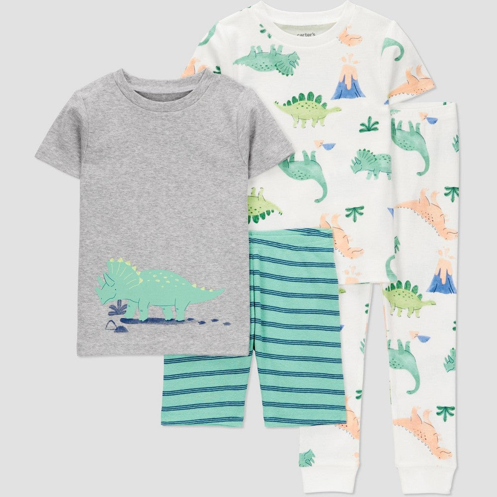 Carter's Toddler Boys' 4pc Dinos Pajama Set - Green/Gray ,2T