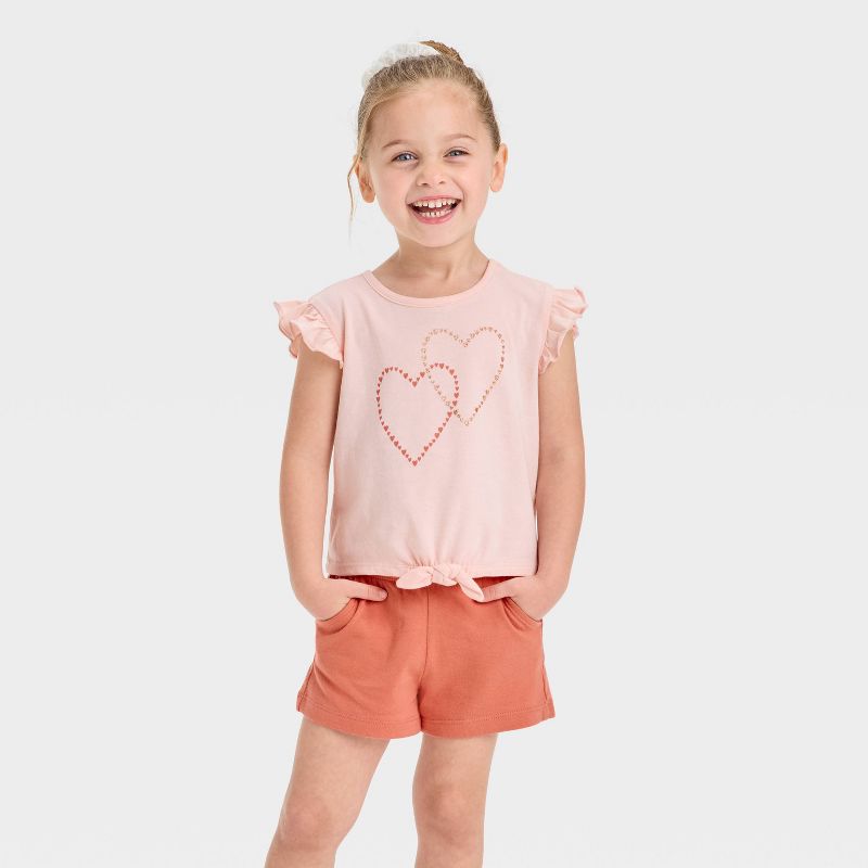 Cat & Jack Toddler Girls' Hearts T-Shirt & Shorts Set 18M
