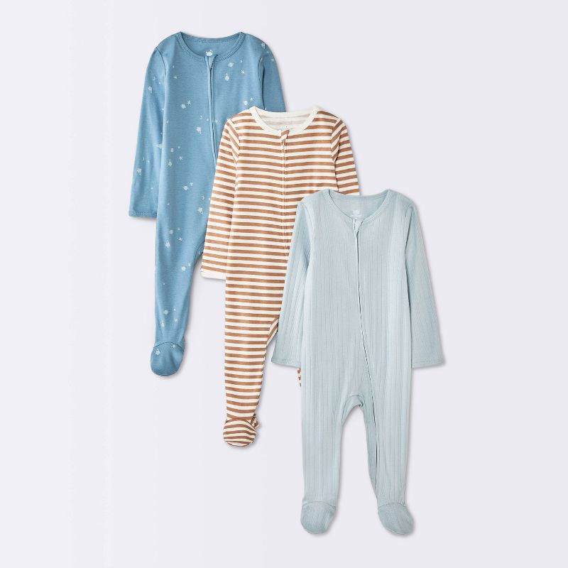 Cloud Island Baby Boys' Footed Pajamas, Outerspace, 3-6M