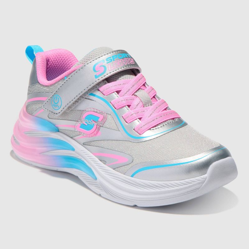 S Sport By Skechers Girls' Wave Princess Hook And Loop Sneakers Silver 5