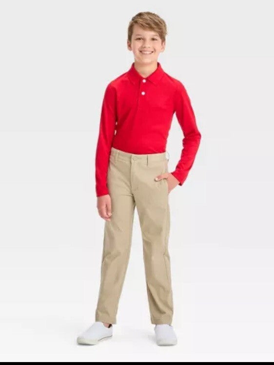 Cat & Jack Boys' Straight Fit Khaki Uniform Pants Size 7