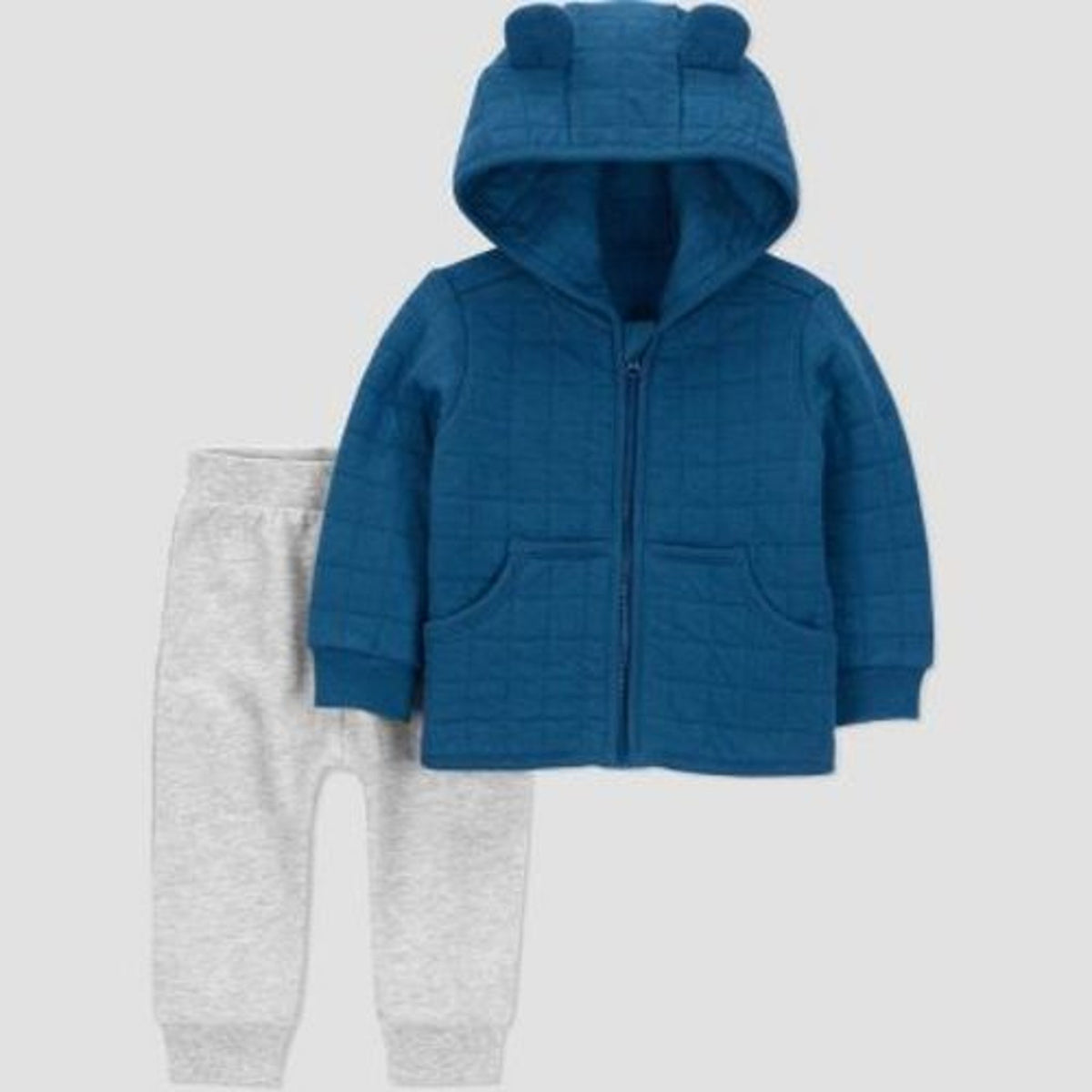 Carter's Baby Boys' 2pc Quilted Hooded Set - Newborn Blue