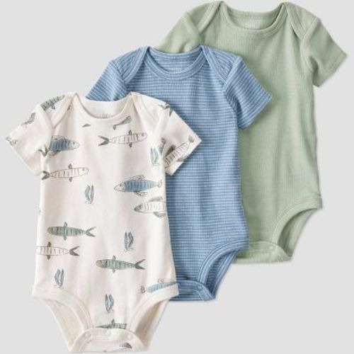Little Planet by Carter's Organic 3pk Bodysuits 3M - Stripe & Fish