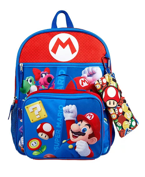Super Mario Boy's 5 Pc Backpack Set - Red