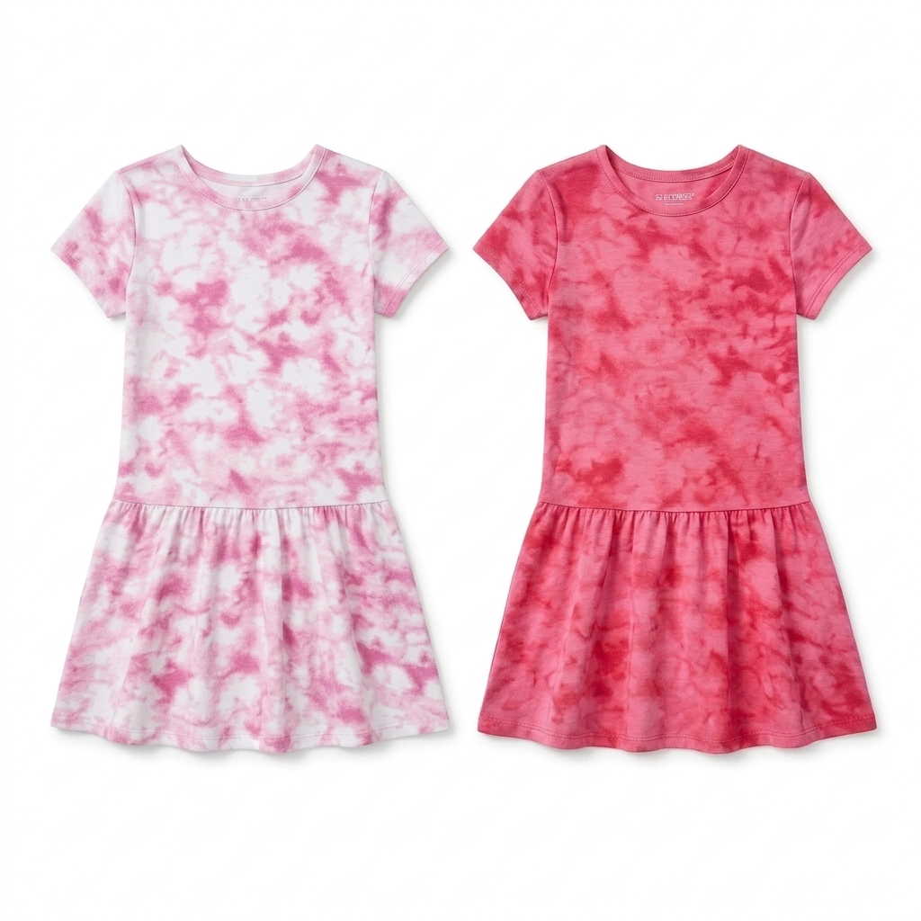 32 Degrees Ultra Soft Dresses 2-Pack, Pink Tie Dye 3T girl