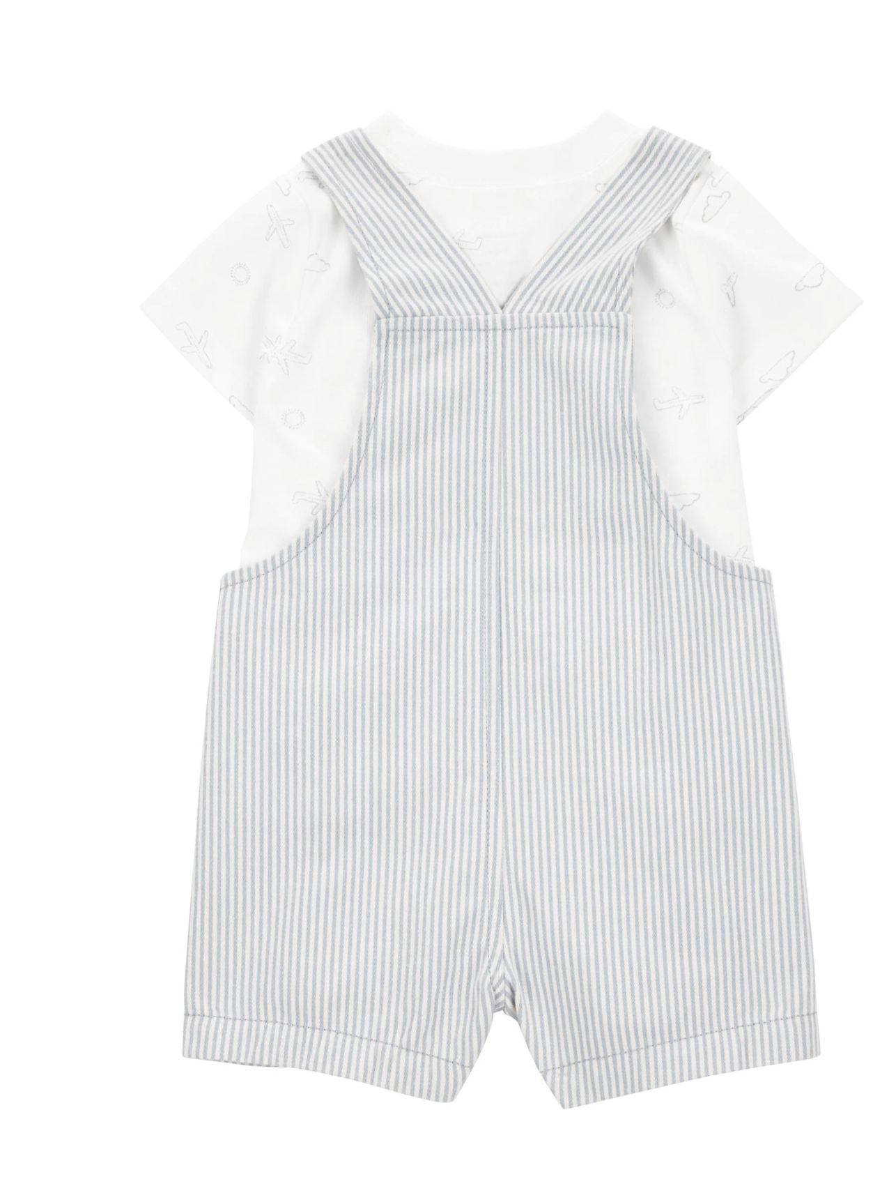 Carter's Baby Boy Blue Stripe Shortall Romper Set 6-9M