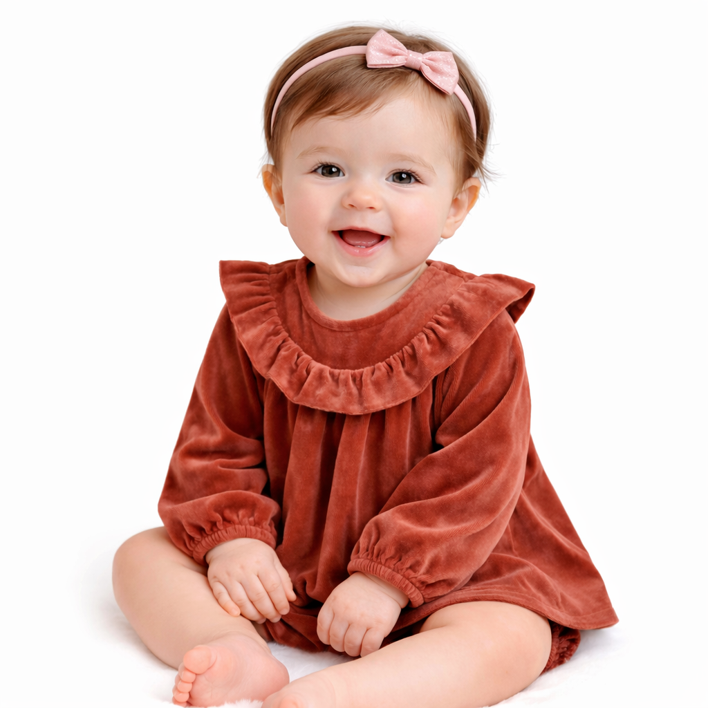 First Impressions Baby Girls Velour Ruffled Dress - Scarlet Crush