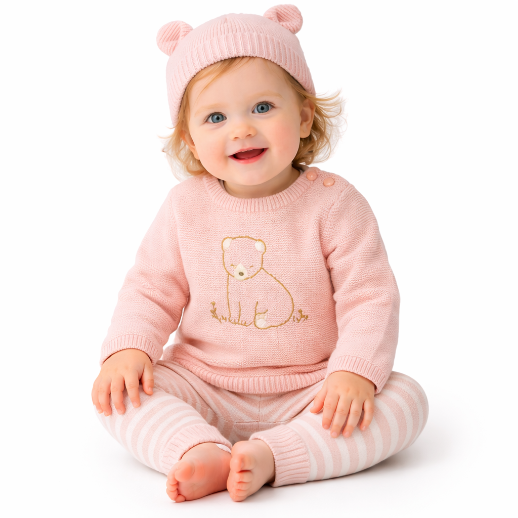 Carters 3 pc Baby Girls Bear Top & Bottom Set