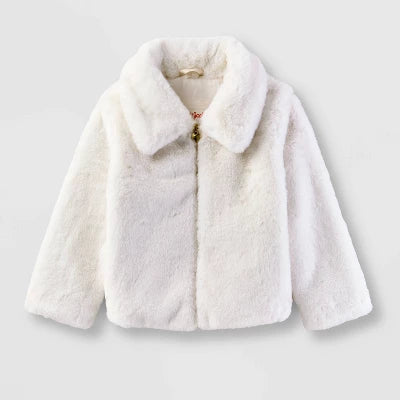 Girls' Faux Fur Jacket - Cat & Jack Cream