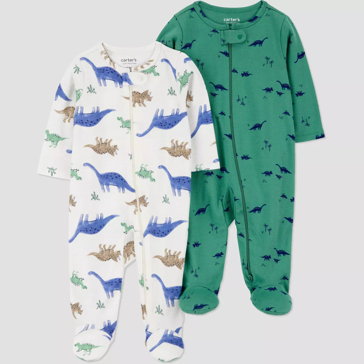 Carter's Dinosaur Print Kids One Pieces - Blue and Green