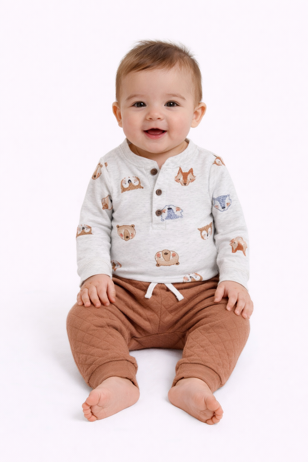 Carter's Baby Boys Animals-Print Bodysuit & Pants, 2 Piece Set - Grey/Brown