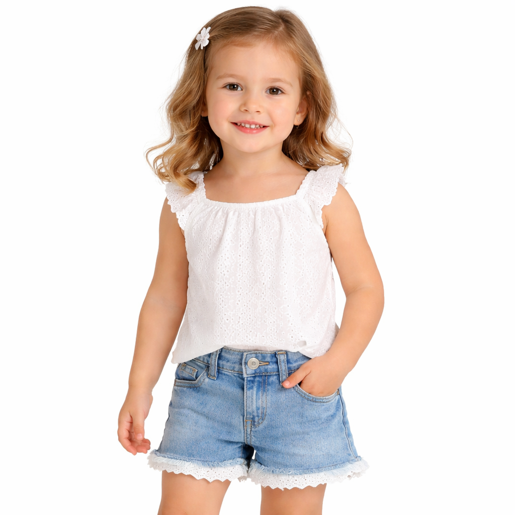 Cat & Jack Toddler Girls' Lace Denim Shorts